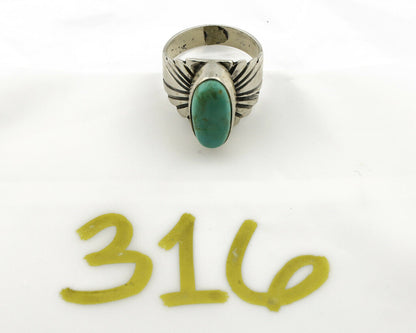 Navajo Ring .925 Silver Kingman Turquoise Artist Signed Apache C.80's