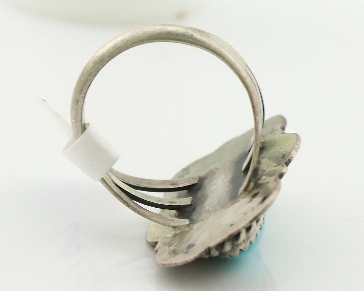 Navajo Ring .925 Silver Manassas Turquoise Native American Artist C.80's