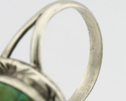 Navajo Ring .925 Silver Natural Spiderweb Turquoise Native Artist Signed C.80's