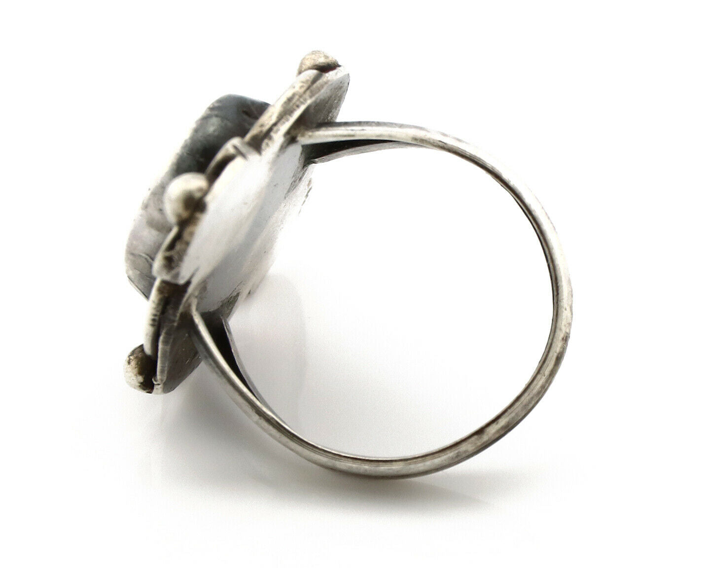 Navajo Ring .925 Silver Kingman Turquoise Native American Artist C.80's