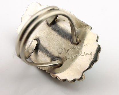 Navajo Inlay Band Ring 925 Silver Sleeping B Turquoise Signed Justin Morris C80s