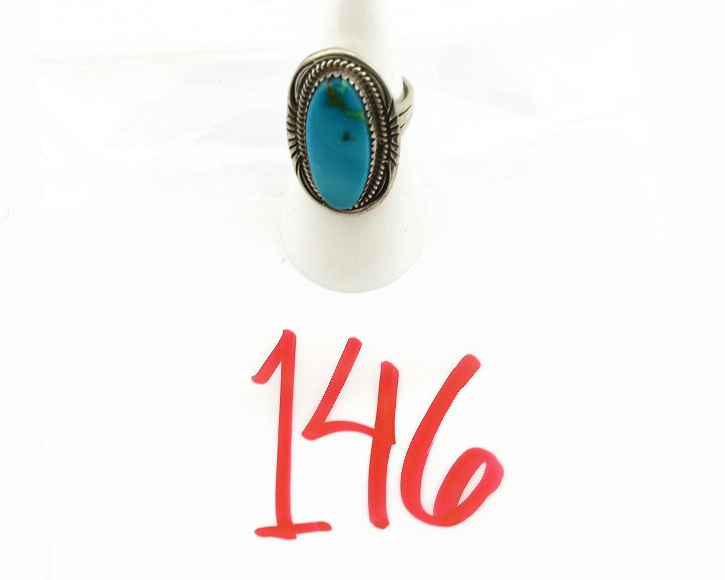 Navajo Ring .925 Silver Nevada Turquoise Artist Signed M Begay C.1980's