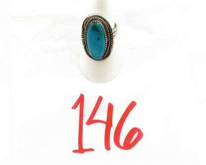 Navajo Ring .925 Silver Nevada Turquoise Artist Signed M Begay C.1980's