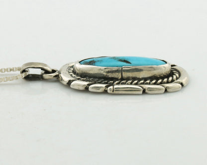 Navajo Necklace .925 Silver Sleeping Beauty Turquoise Signed M Montoya C.80's
