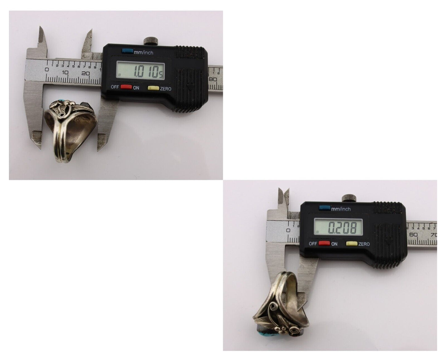 Zuni Ring 925 Silver Blue Turquoise & Coral Artsti Signed Patsy Allopowa C.80's