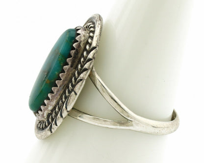 Navajo Ring .925 Silver Kingman Turquoise Native American Artist C.1980's