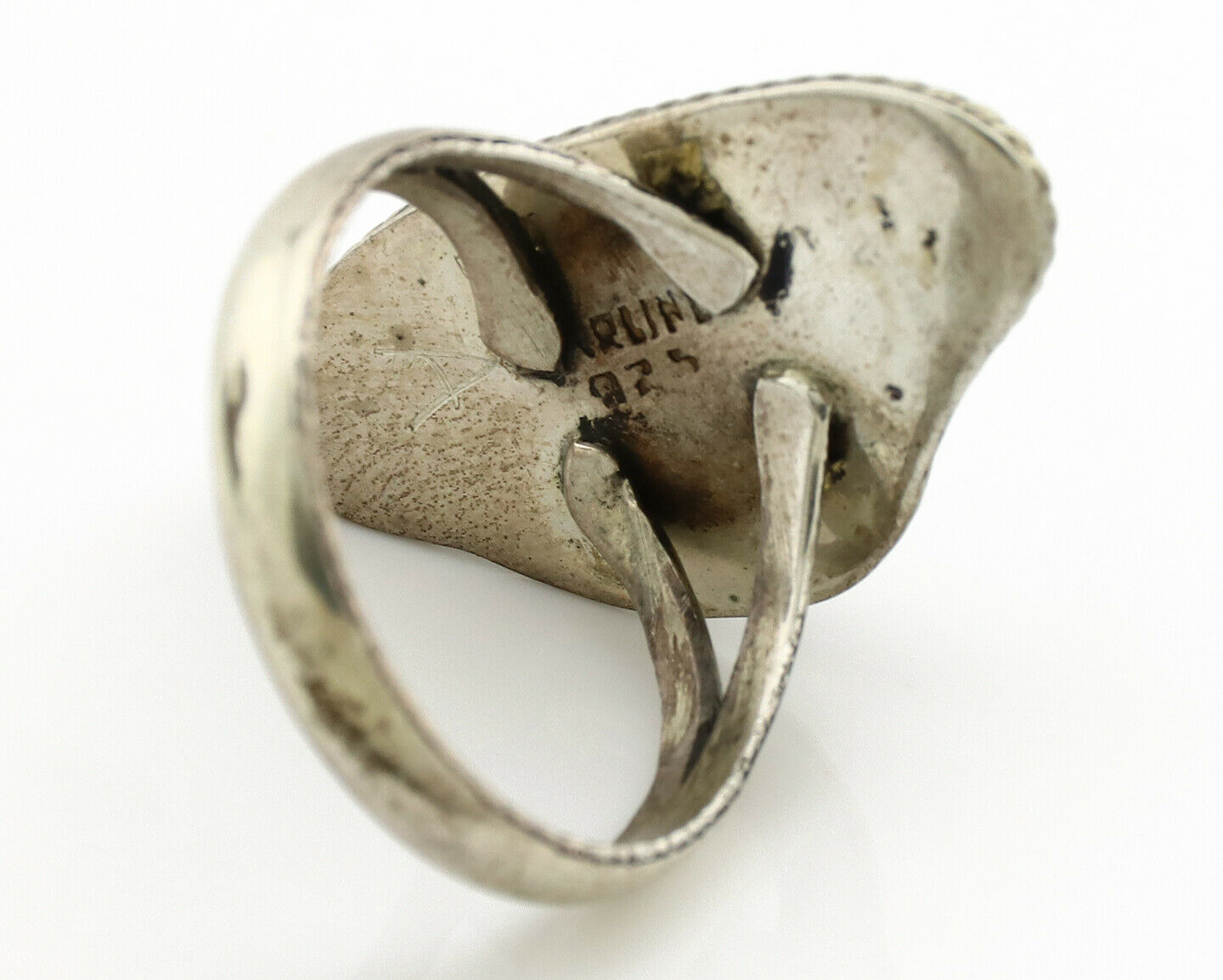Navajo Ring .925 Silver Nevada Turquoise Native American Artist C.1980's