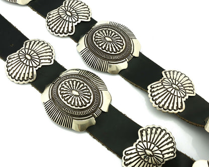 Navajo Concho Belt .925 Silver Old Pawn Native American Handmade C.80's