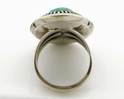 Navajo Ring .925 Silver Nevada Turquoise Native American Artist C.1980's
