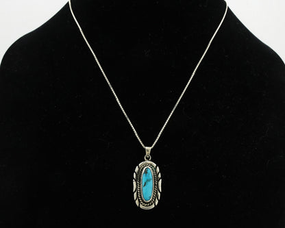 Navajo Necklace .925 Silver Sleeping Beauty Turquoise Signed M Montoya C.80's