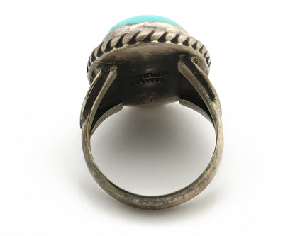 Navajo Ring 925 Silver Natural Blue Turquoise Native American Signed C.80's
