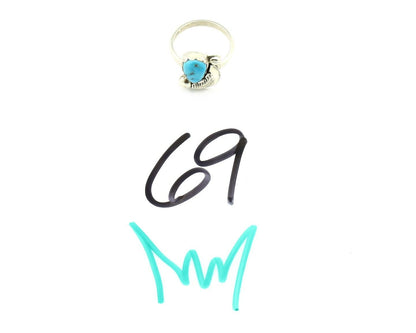 Zuni Ring 925 Silver Natural Blue Gem Turquoise Artist Signed Simplicio C.80's