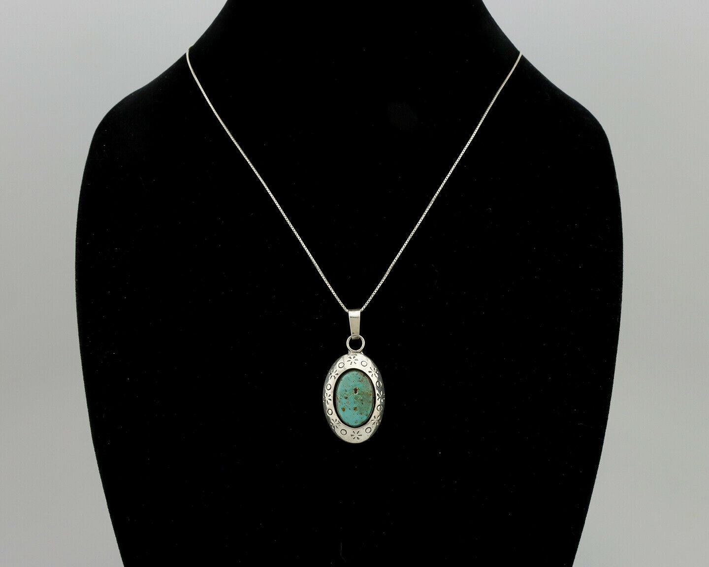 Navajo Pendant .925 Silver Kingman Turquoise Native American C.80's