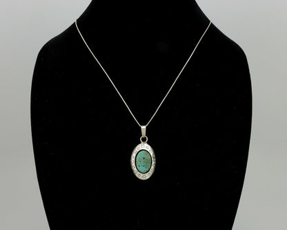 Navajo Pendant .925 Silver Kingman Turquoise Native American C.80's
