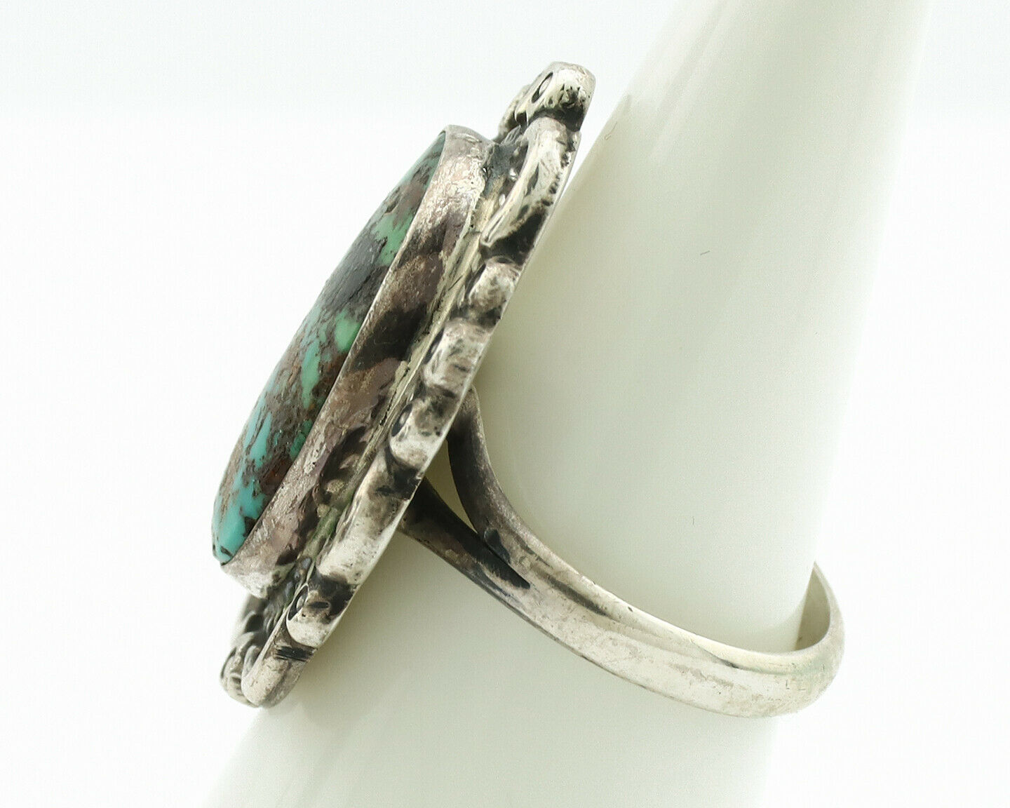 Navajo Ring .925 Silver Kingman Turquoise Native American Artist C.1980's