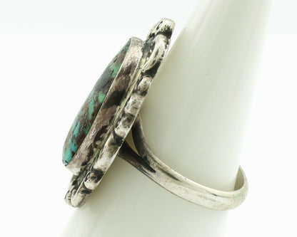 Navajo Ring .925 Silver Kingman Turquoise Native American Artist C.1980's