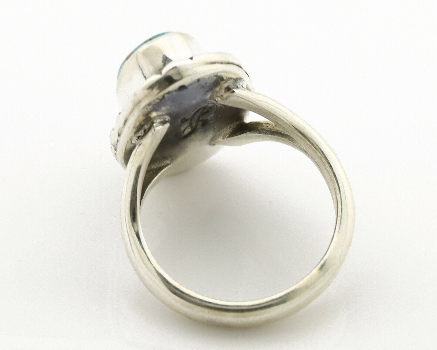 Navajo Ring .925 Silver Natural Mined Turquoise Artist Signed Gecko C.80's