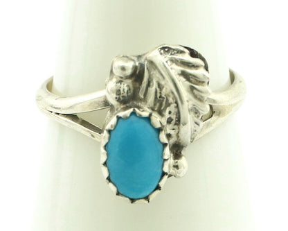 Navajo Ring .925 Silver Natural Blue Turquoise Artist Signed SN C.80's