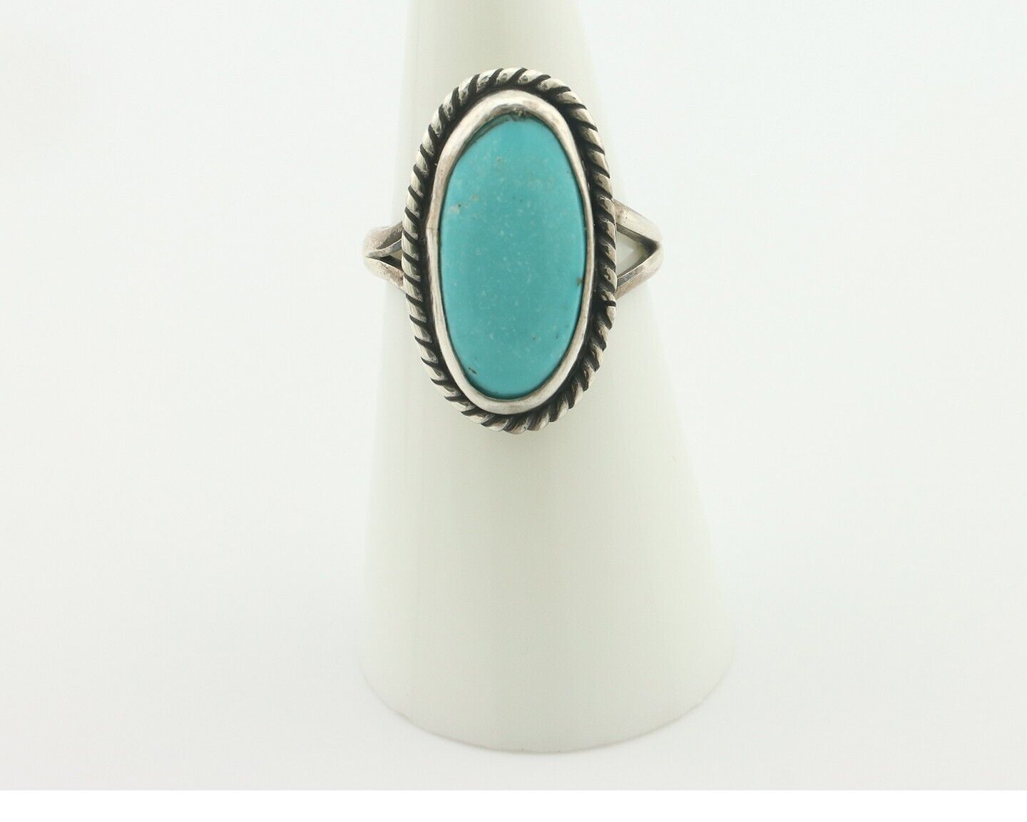 Navajo Ring .925 Silver Natural Blue Turquoise Native American Artist C.80's