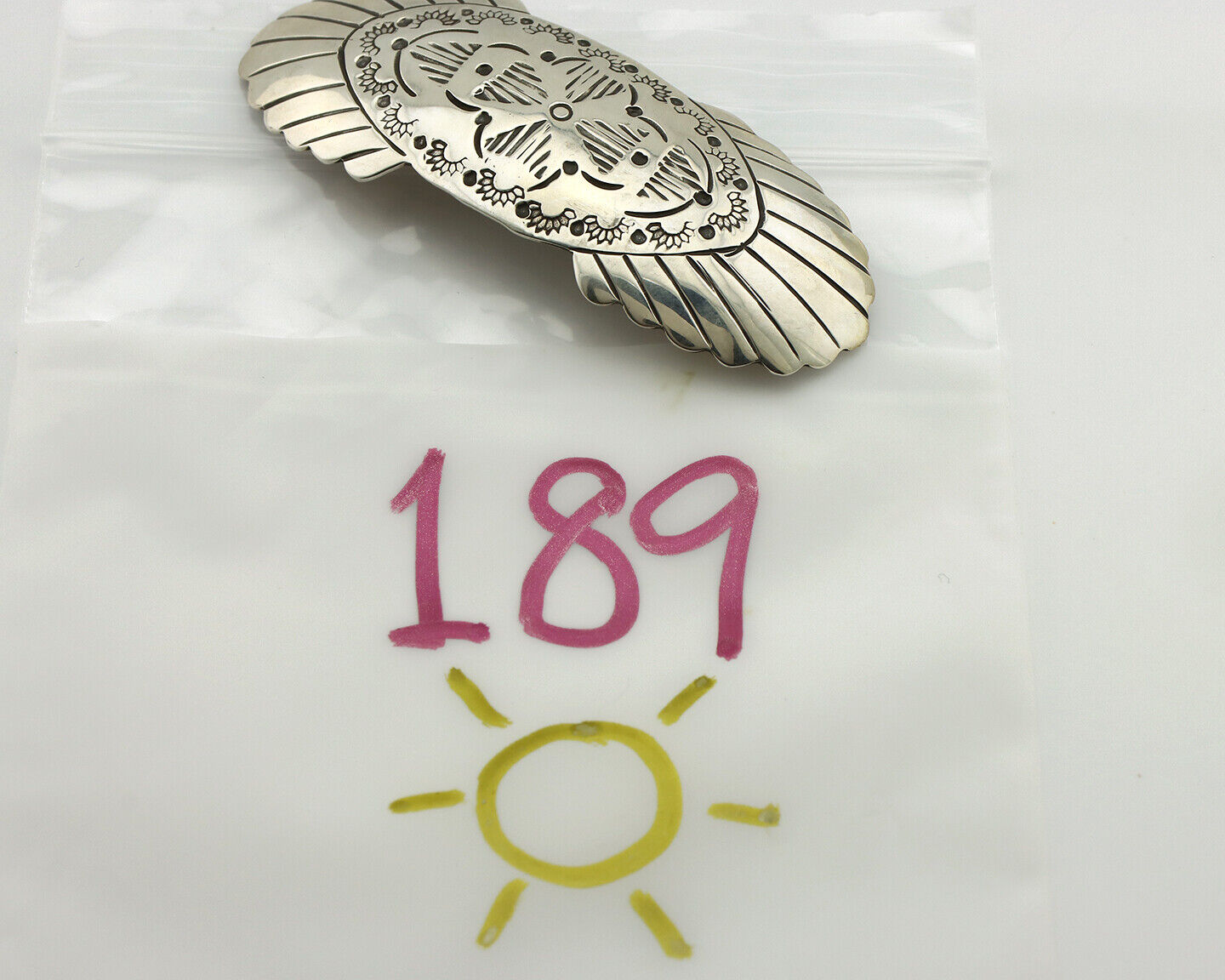 Navajo Hair Clip Barrette .925 Silver Hand Stamped Artist Signed C Montoya C80s