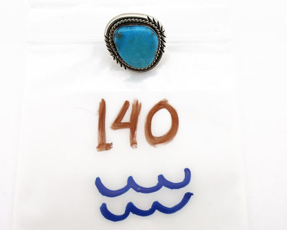 Navajo Ring 925 Silver Blue Turquoise Native American Artist C.80's