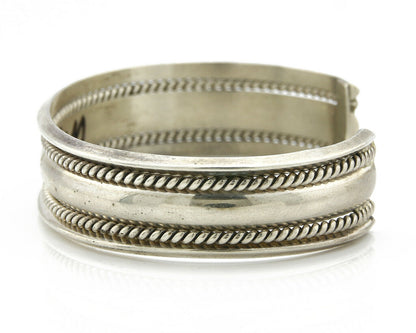 Navajo Bracelet .925 Silver Handmade Hand Stamped Signed Artist TAHE Circa 1980s