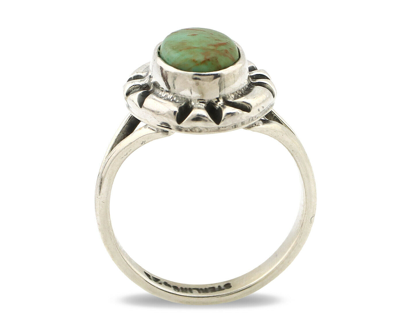 Navajo Ring .925 Silver Kingman Turquoise Artist Signed Gecko C.90's