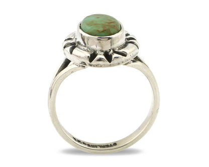 Navajo Ring .925 Silver Kingman Turquoise Artist Signed Gecko C.90's