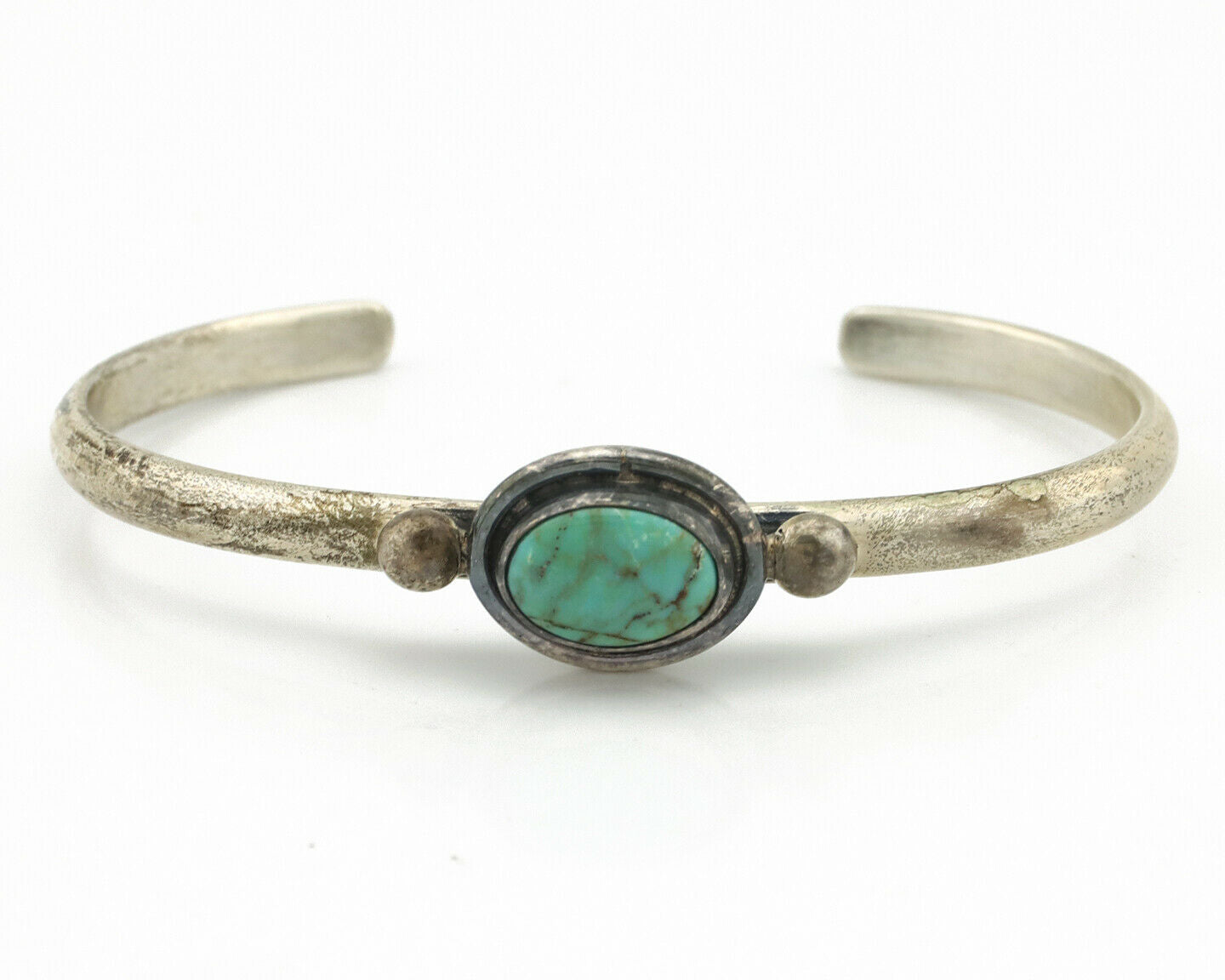 Navajo Bracelet .925 Silver Kingman Turquoise Native American Artist C.90's