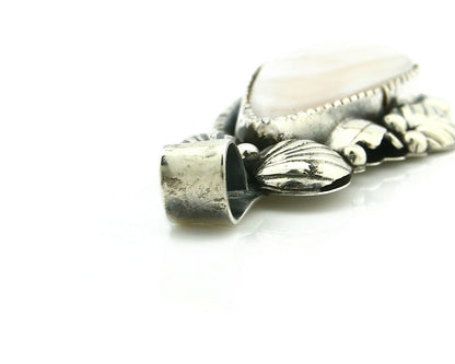 Navajo Pendant .925 Silver Real Natural Pink Mussel Signed Yazzie C.80's