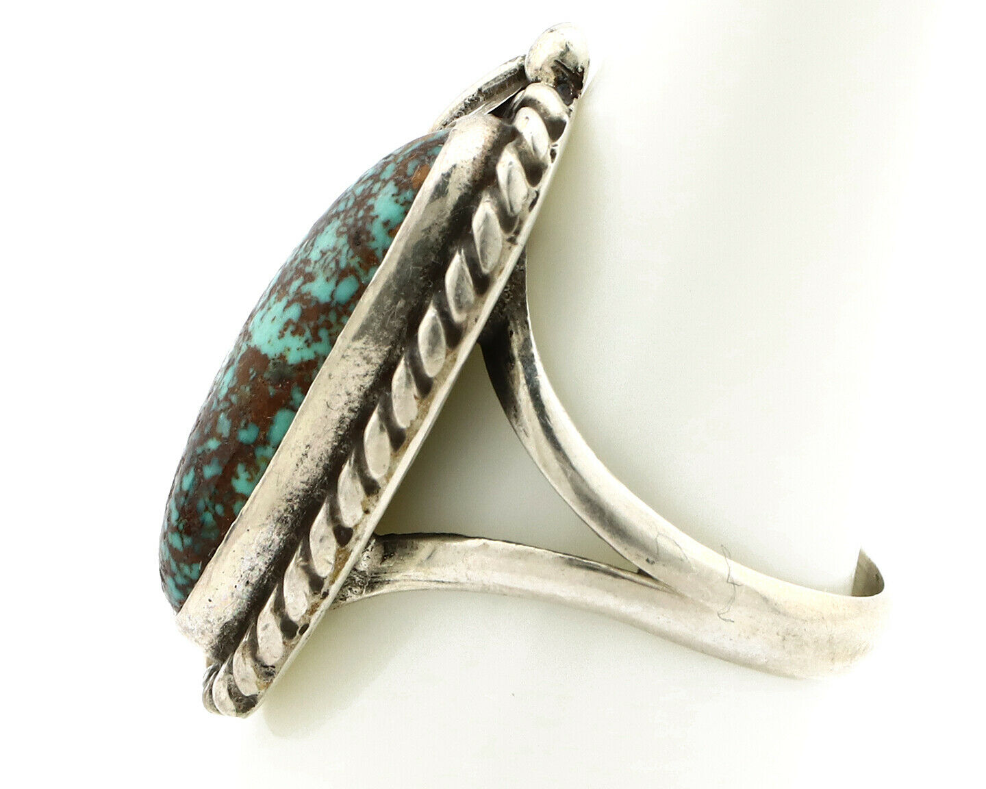 Navajo Ring .925 Silver Arizona Turquoise Signed Apache Manufacturing C80s