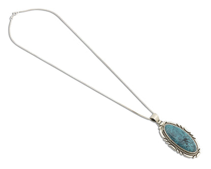 Navajo Necklace 925 Silver Blue Spiderweb Turquoise Native Artist Signed C.80's