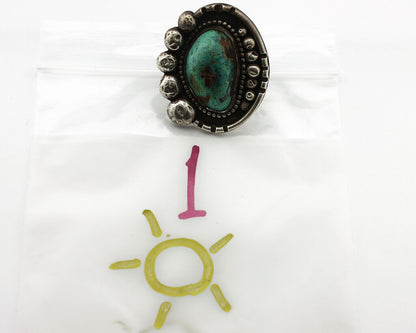 Navajo Ring 925 Silver Natural Blue Turquoise Native American Artist C.1980's