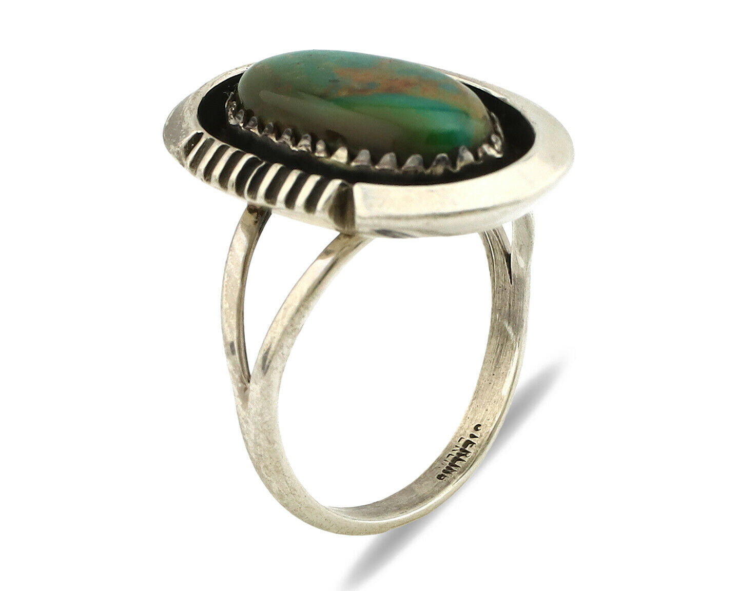 Navajo Ring .925 Silver Kingman Turquoise Native American Artist C.1980's