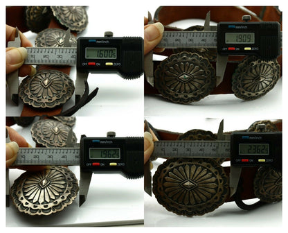 Navajo Concho Belt .925 Silver Hand Stamped Artist Signed Bruce Morgan C.80's