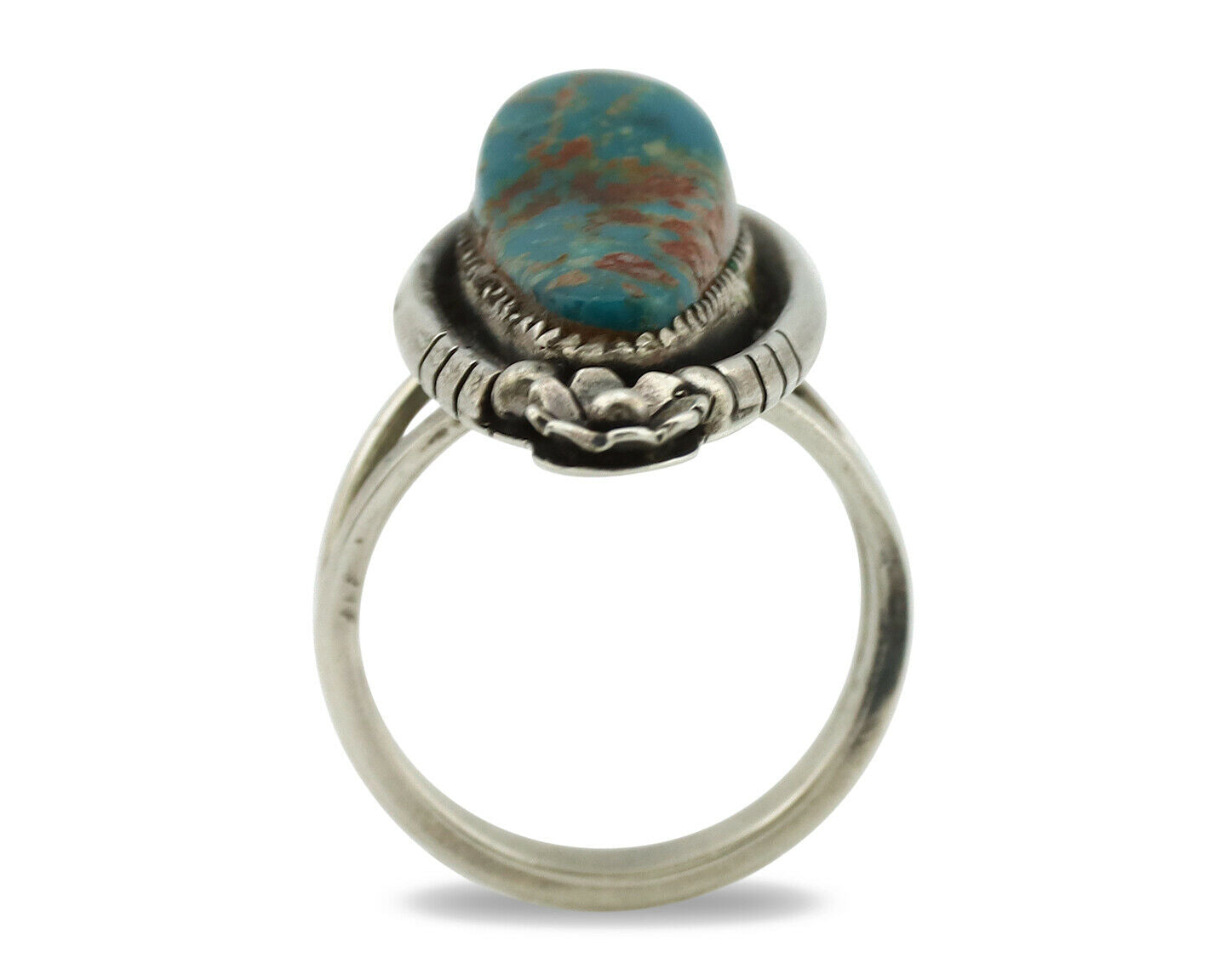 Navajo Ring .925 Silver Nevada Turquoise Native American Artist C.1980's