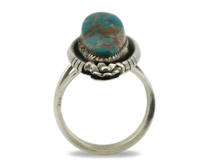 Navajo Ring .925 Silver Nevada Turquoise Native American Artist C.1980's