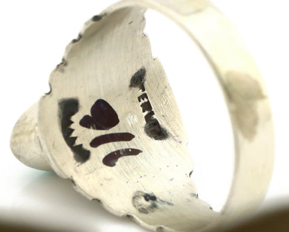 Navajo Ring .925 Silver Kingman Turquoise Artist Signed Apache C.80's