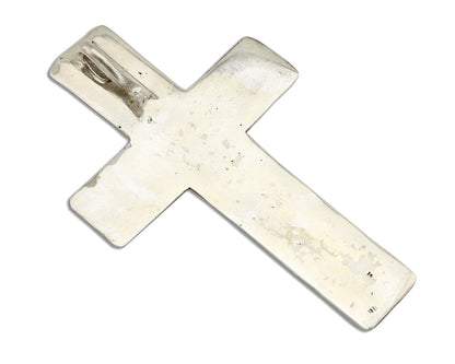 Navajo Cross Necklace 925 Silver Royston Turquoise Artist Signed JO C.80's