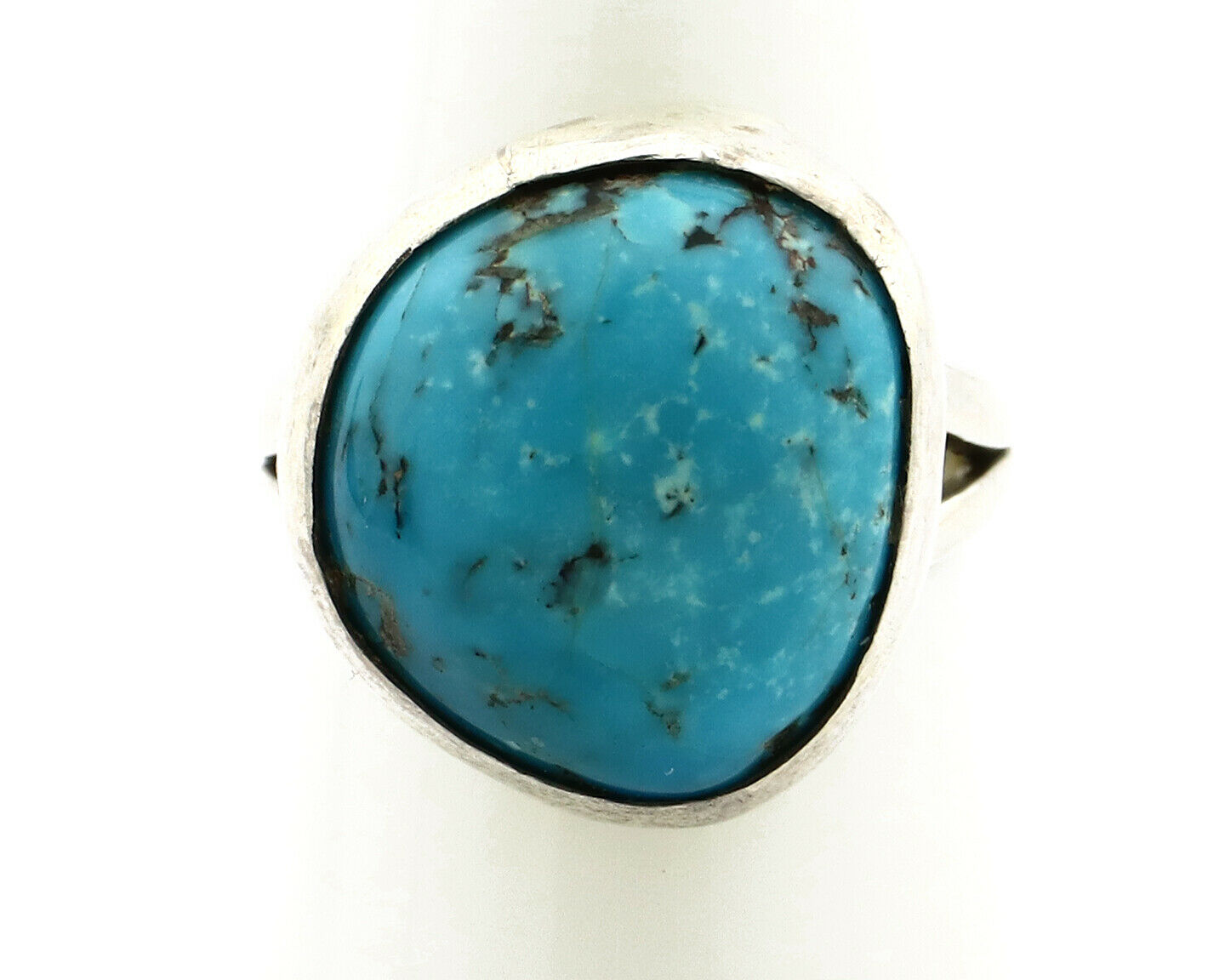 Navajo Shield Ring .925 Silver Blue Turquoise Native American Artist C.80's
