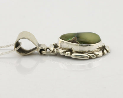 Navajo Necklace .925 Silver Damele Variscite Signed Sun C.1980's