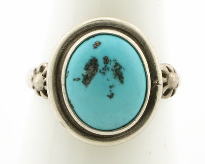 Navajo Ring .925 Silver Sleeping Beauty Turquoise Native American Artist C.1980s