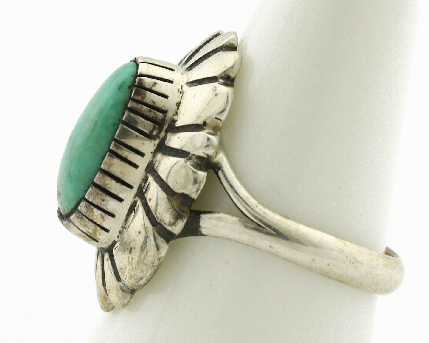 Navajo Ring .925 Silver Natural Mined Turquoise Artist Signed M Montoya C.80's