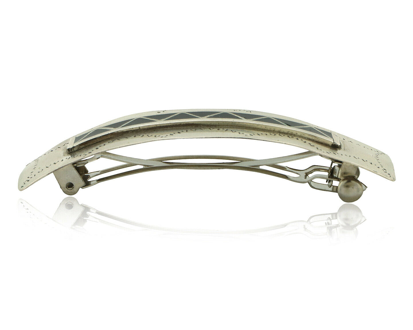 Women's Navajo Hair Clip .925 Silver Inlaid Black Onyx Native American Artist