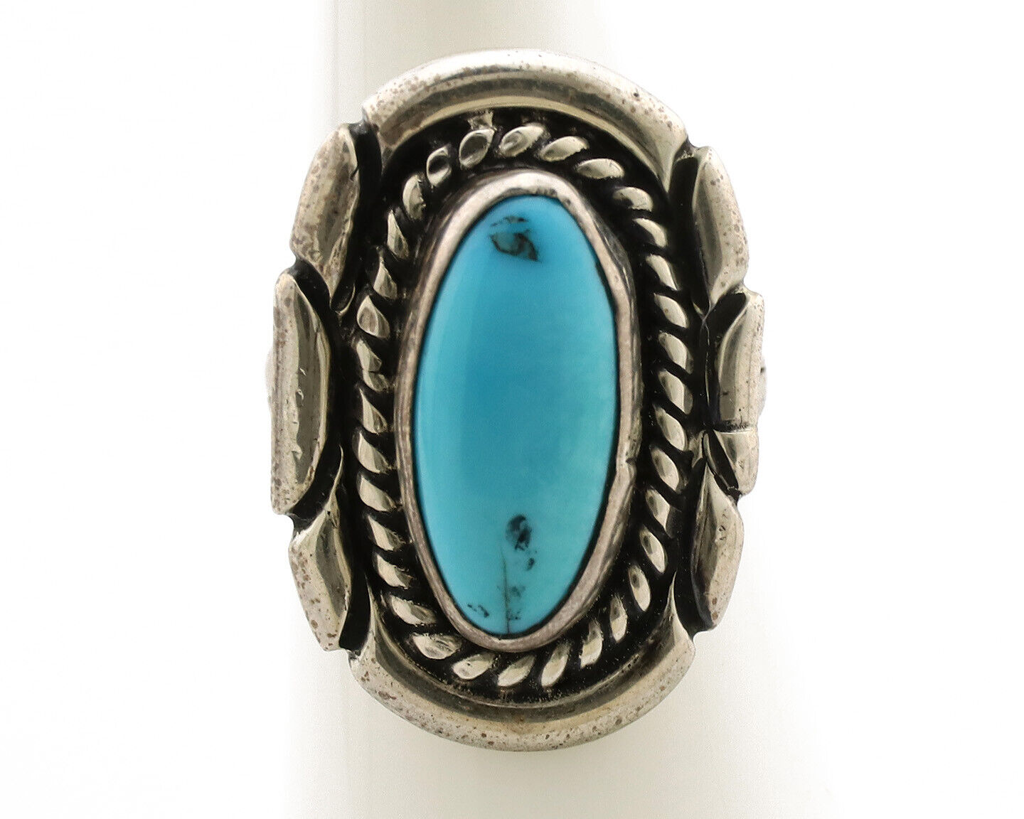 Navajo Ring .925 Silver Sleeping Beauty Turquoise Artist Signed M Montoya C.80's