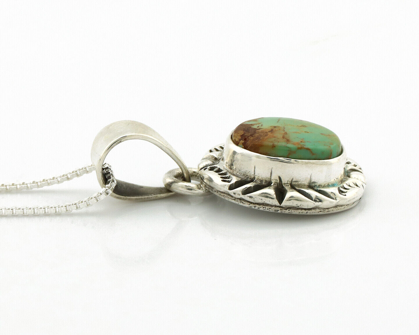 Navajo Necklace 925 Silver Kingman Turquoise Artist Signed Gecko C.80's
