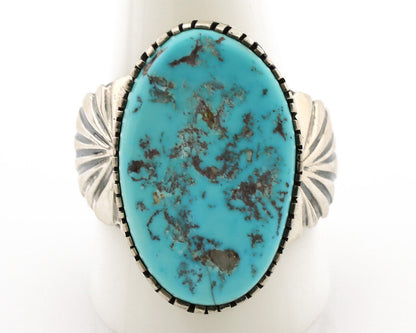 Navajo Ring .925 Silver Sleeping Beauty Turquoise Artist Signed DK C.80's
