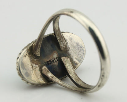Navajo Ring 925 Silver Natural Blue Kingman Turquoise Native Artist C.80's