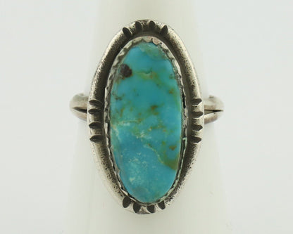 Navajo Ring .925 Silver Natural Blue Turquoise Native American Artist C.80's