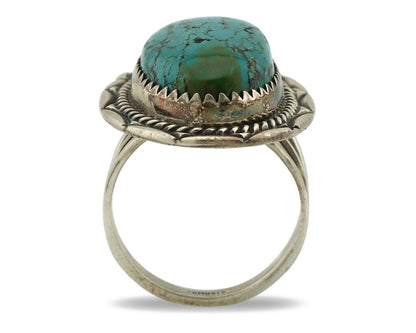 Navajo Ring .925 Silver Blue Turquoise Native American Artist C.80's
